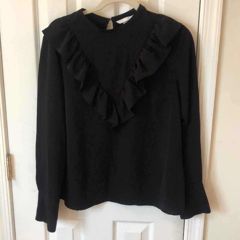 H&M ruffle blouse SZ 12 Black